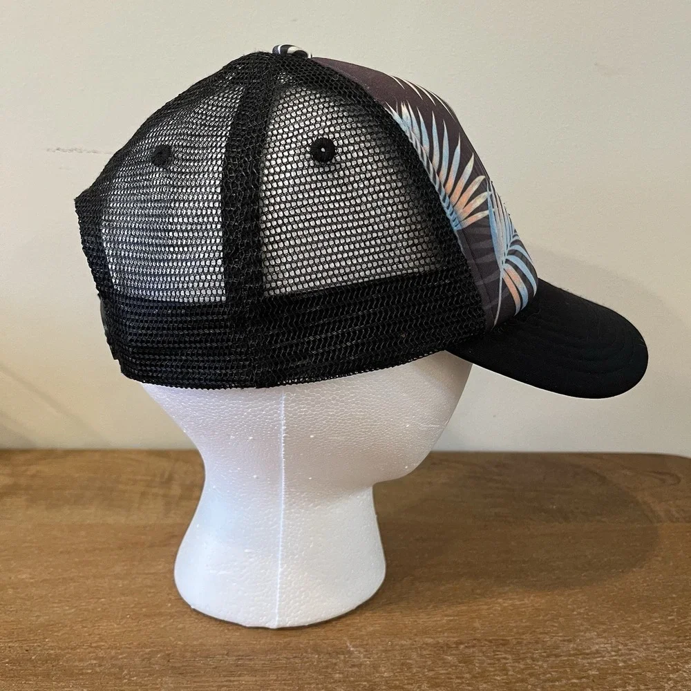 Quiksilver Youth Trucker Hat Palm Leaf Print Mesh SnapBack Cap 55cm‎ Black